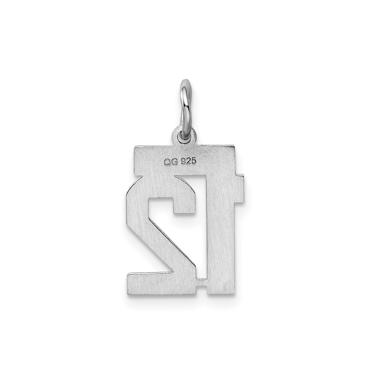 Sterling Silver Number 12 Pendant Charm, Bold Athletic Style, Unisex Sports Jewelry