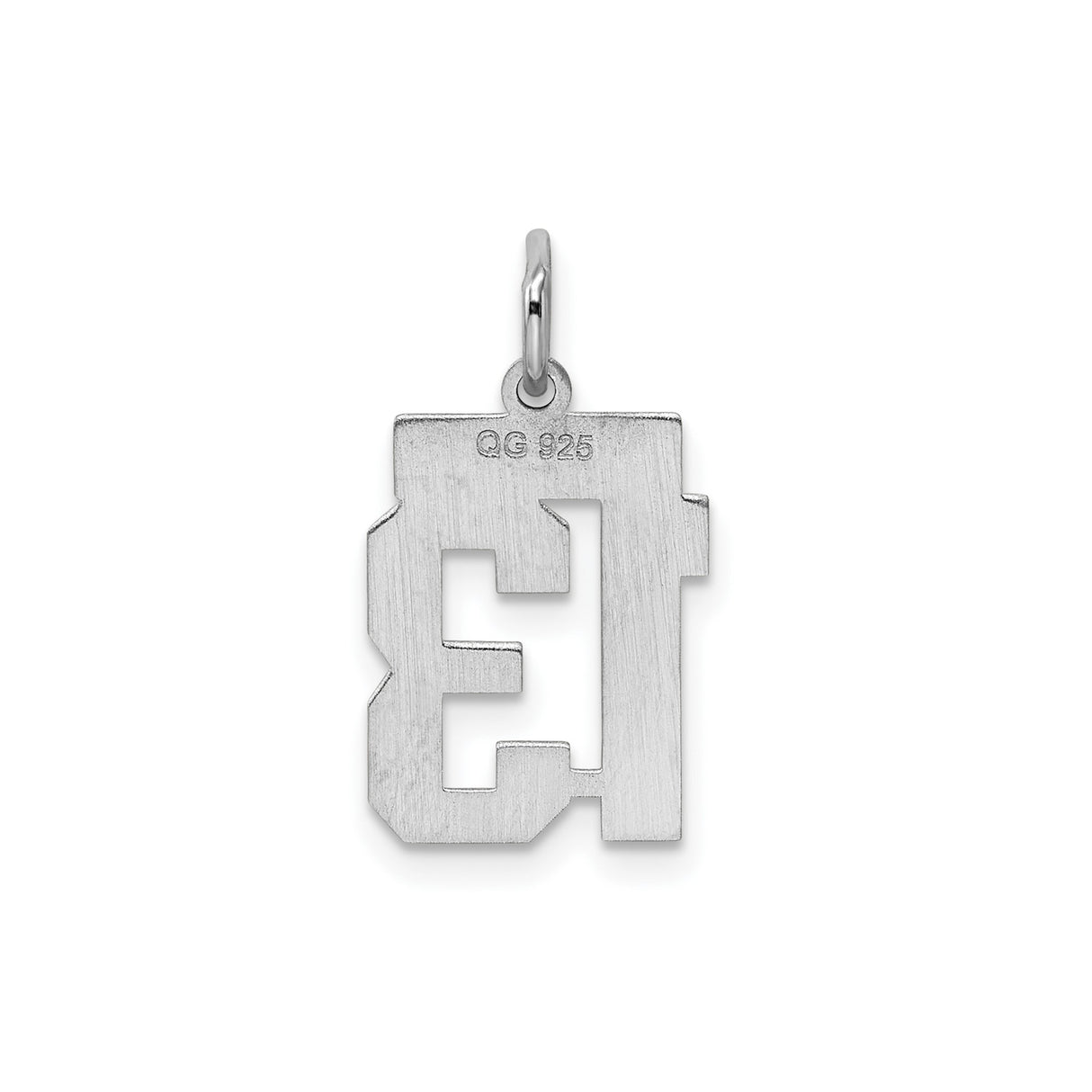 Sterling Silver Number 13 Pendant, Bold Block Design, Masculine or Unisex Charm