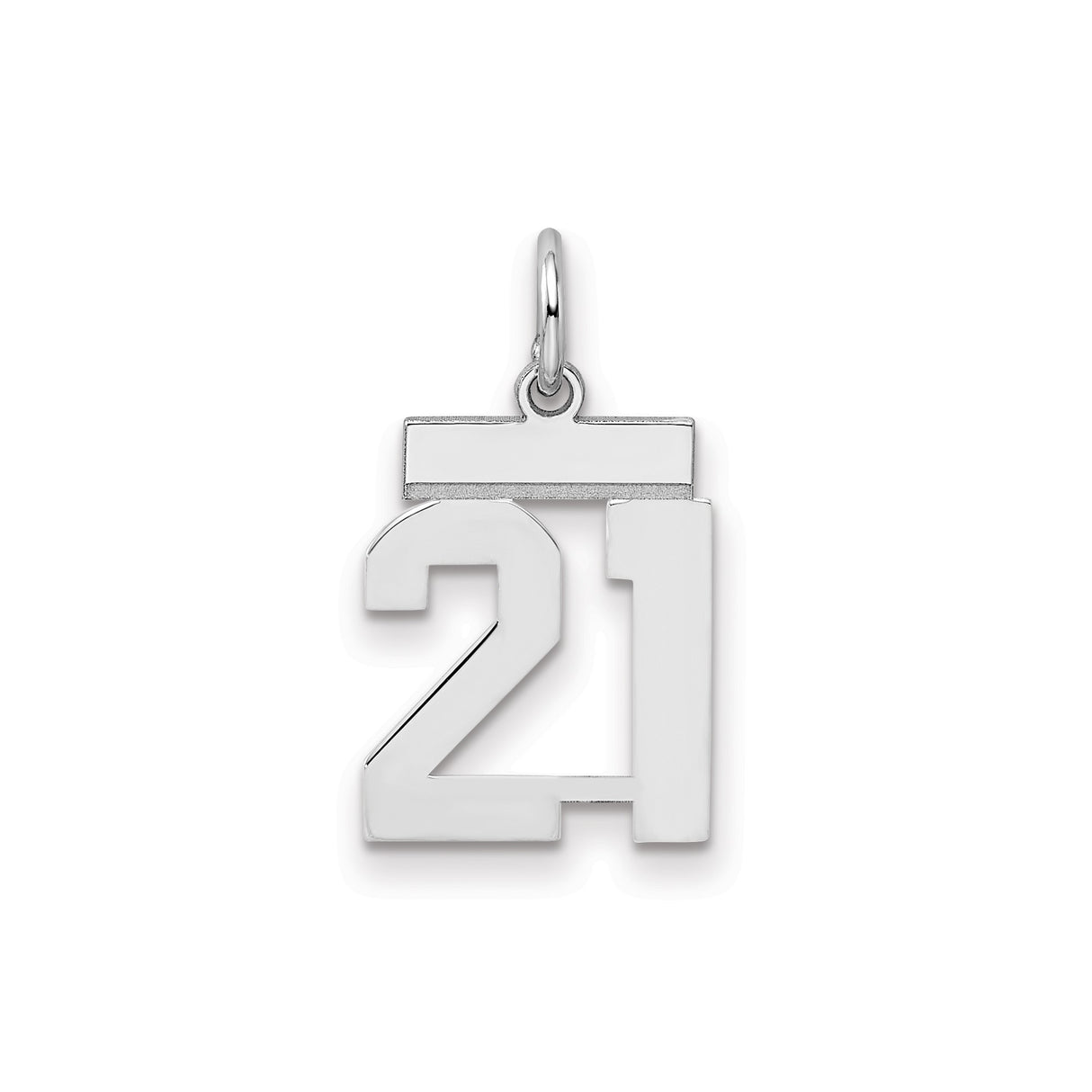Sterling Silver Pendant Charm with Bold Number 21, Varsity Style Graduation or Birthday Jewelry