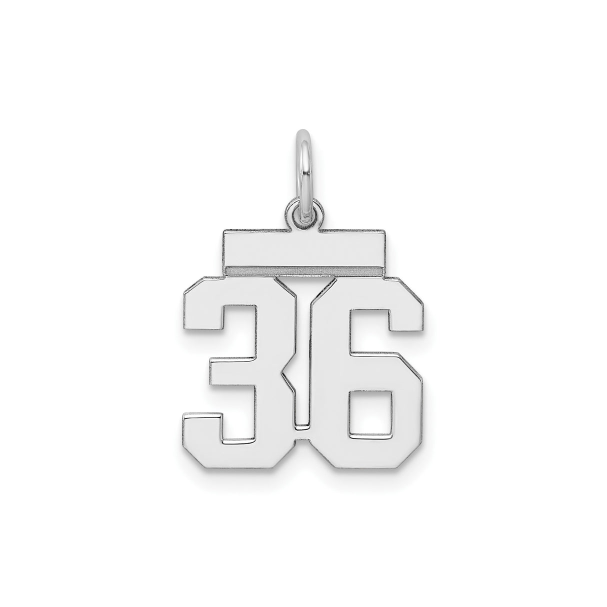 Small Polished Number 36 Charm Pendant in Real 925 Sterling Silver