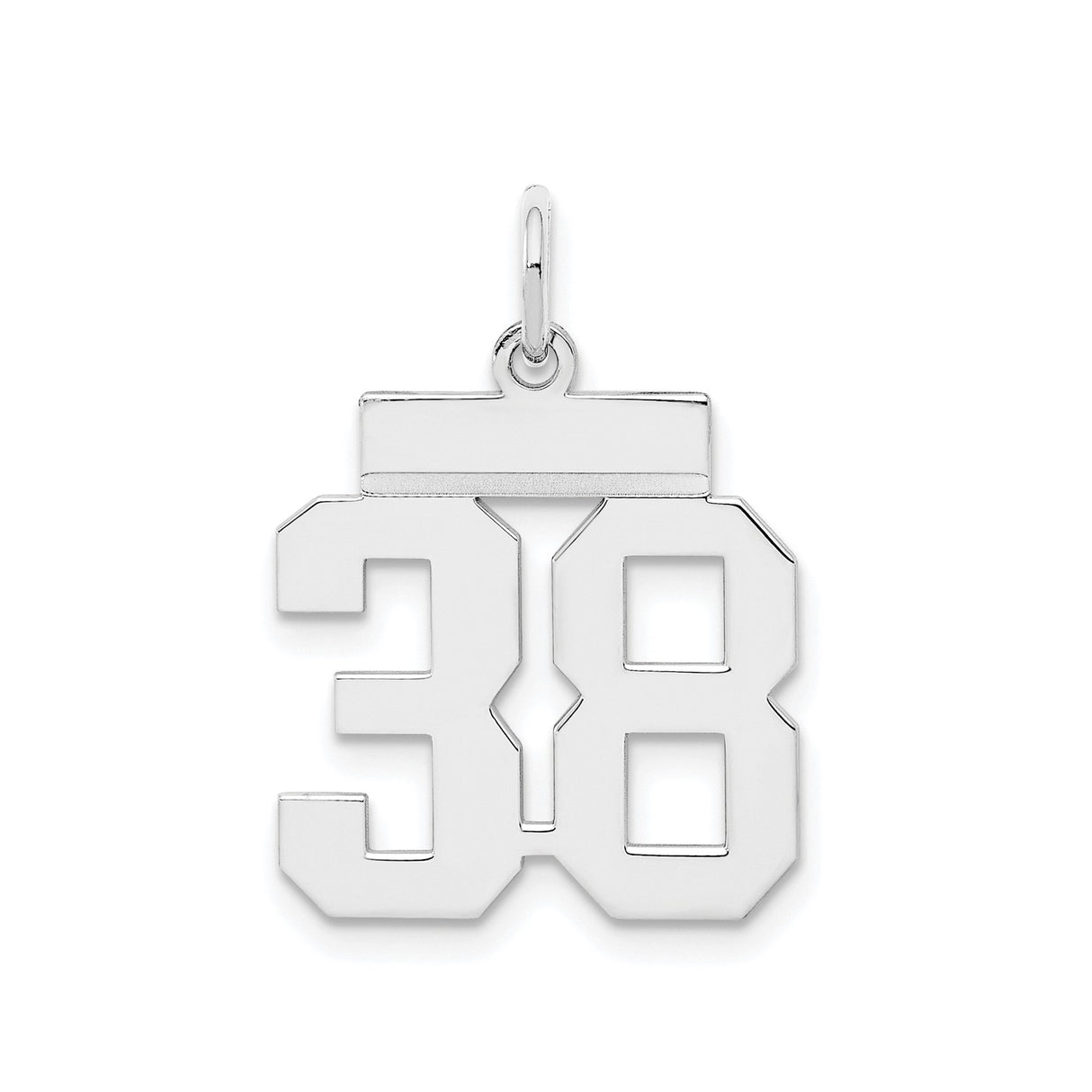 Sterling Silver Number 38 Pendant, Bold Jersey Style Sports Charm for Men and Women