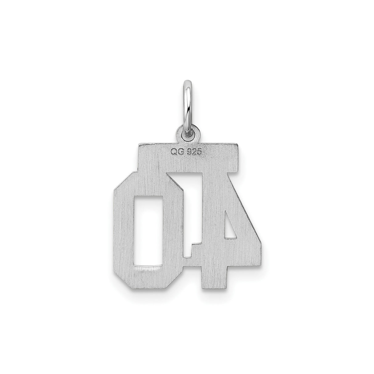 Sterling Silver Number 40 Pendant, Bold Modern Lettering, Unisex Milestone Charm