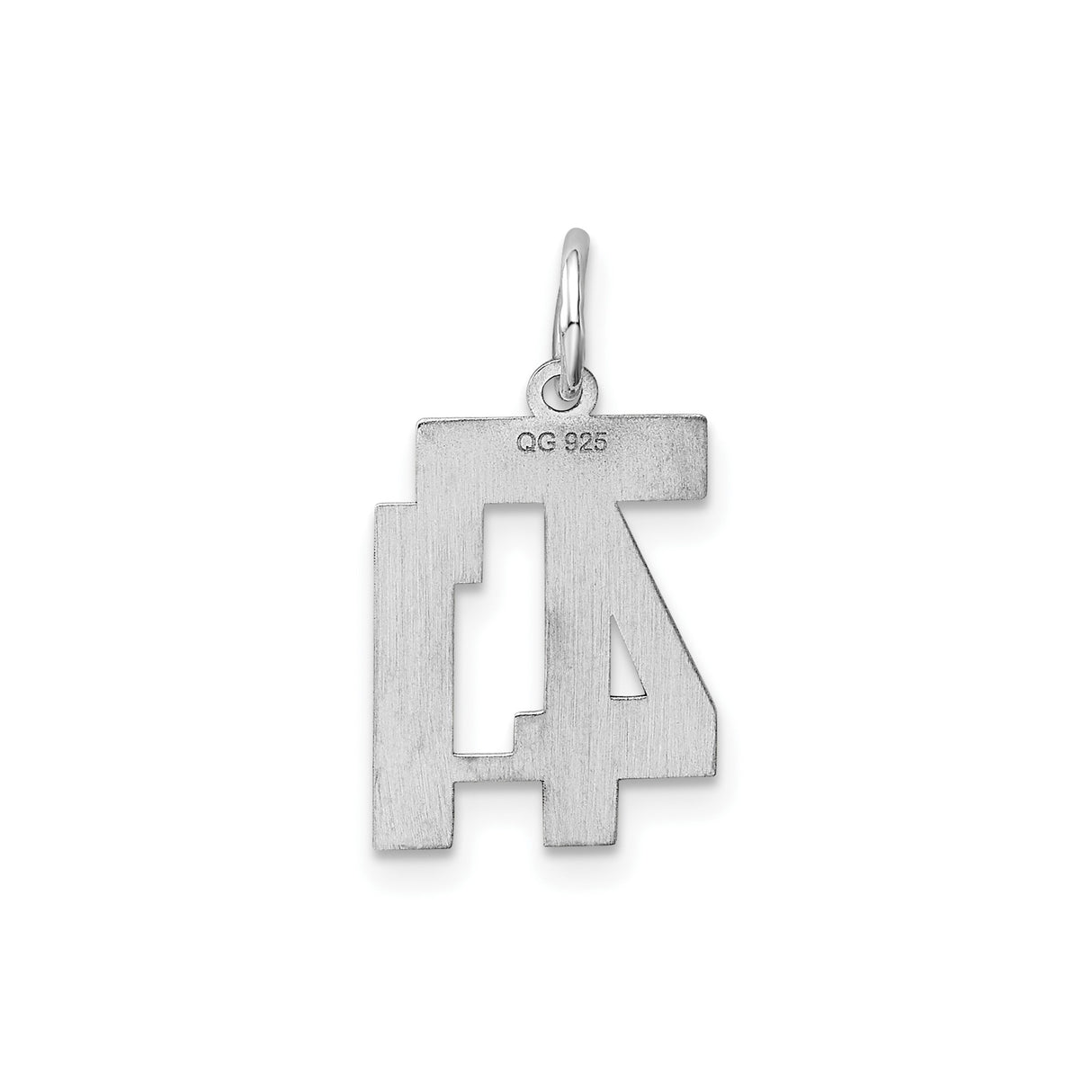 Sterling Silver Pendant, Stylized Number 41 Charm, Sporty Modern Design for Men and Women