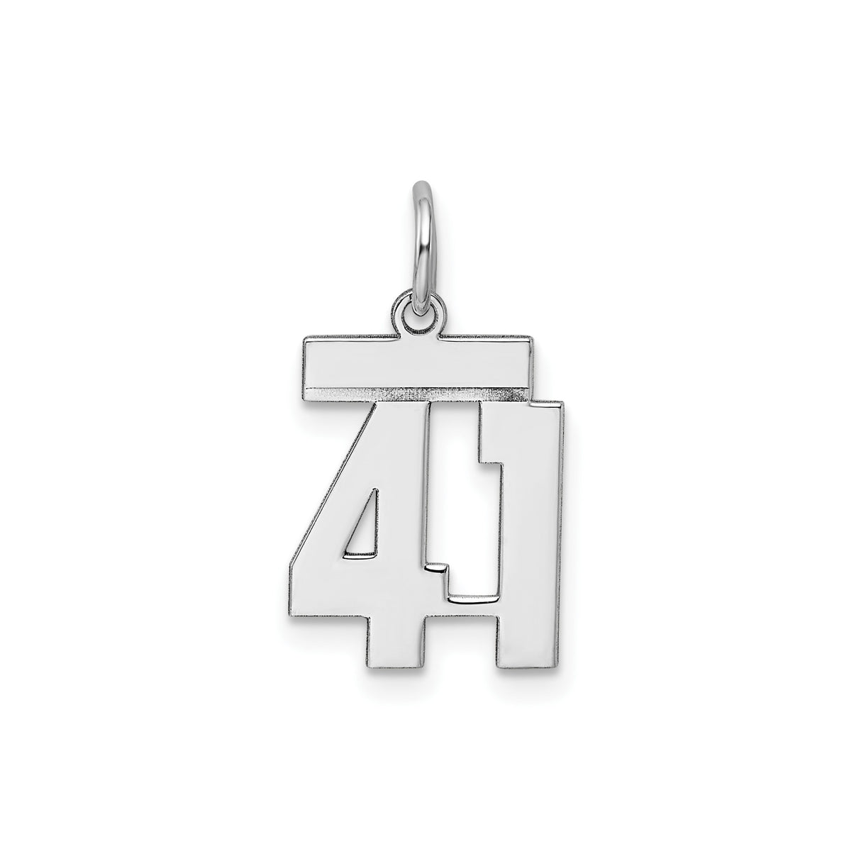 Sterling Silver Pendant, Stylized Number 41 Charm, Sporty Modern Design for Men and Women