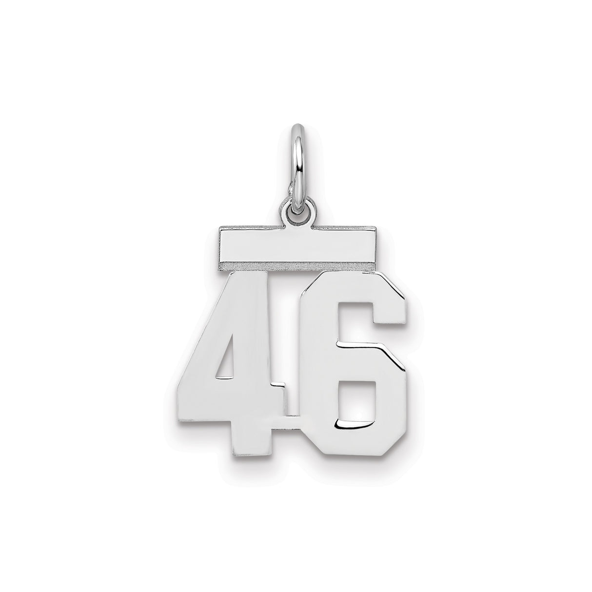 Small Polished Number 46 Charm Pendant in Real 925 Sterling Silver