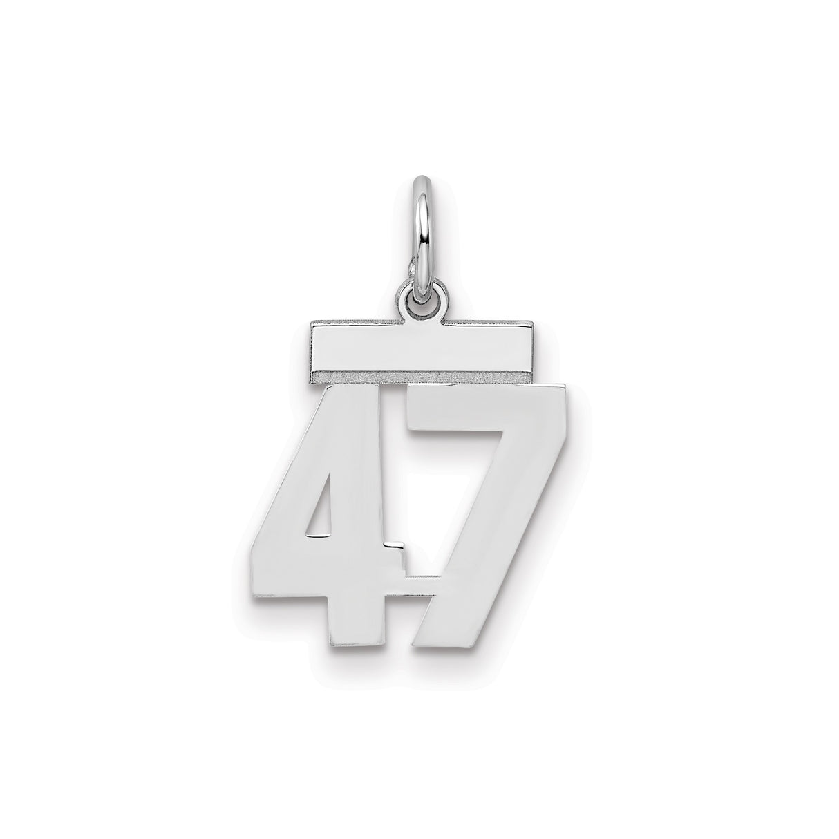 Sterling Silver Number 47 Pendant, Bold Polished Numeral Design, Unisex Sports-Inspired Charm