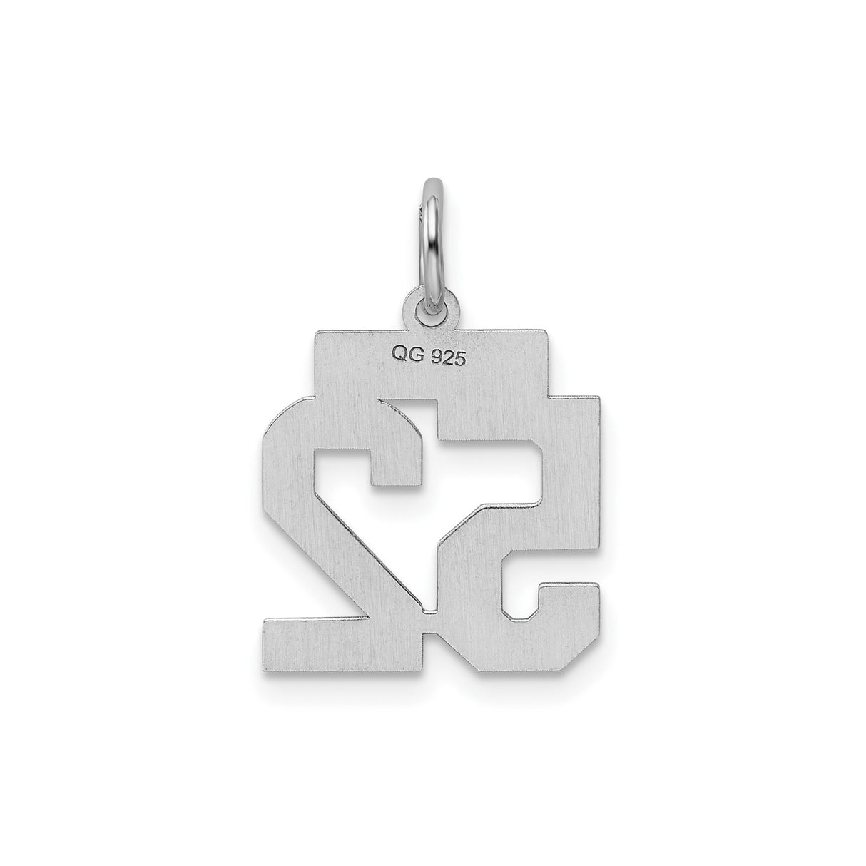 Sterling Silver Number 52 Pendant Charm with Bold Block Numerals, Athletic Sports Style