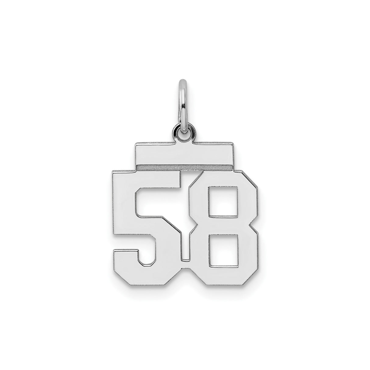Small Polished Number 58 Charm Pendant in Real 925 Sterling Silver