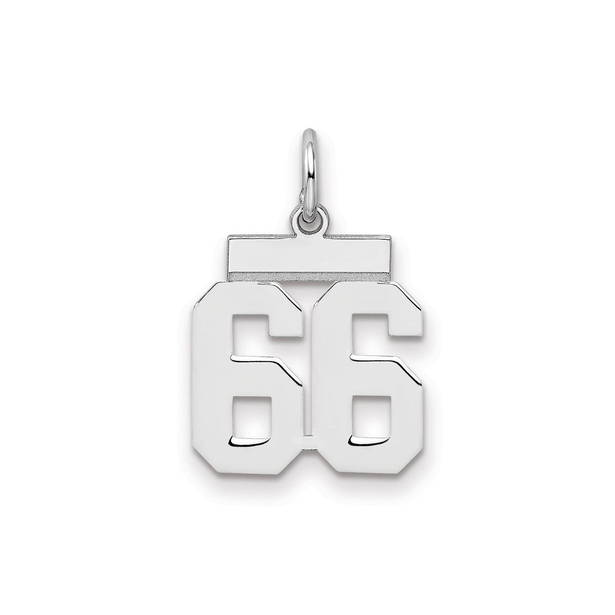 Sterling Silver Number 66 Pendant Charm, Bold Varsity Style for Men or Women