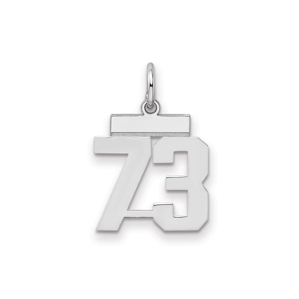 Sterling Silver Number 73 Pendant, Bold Jersey Style Sports Charm for Men and Women