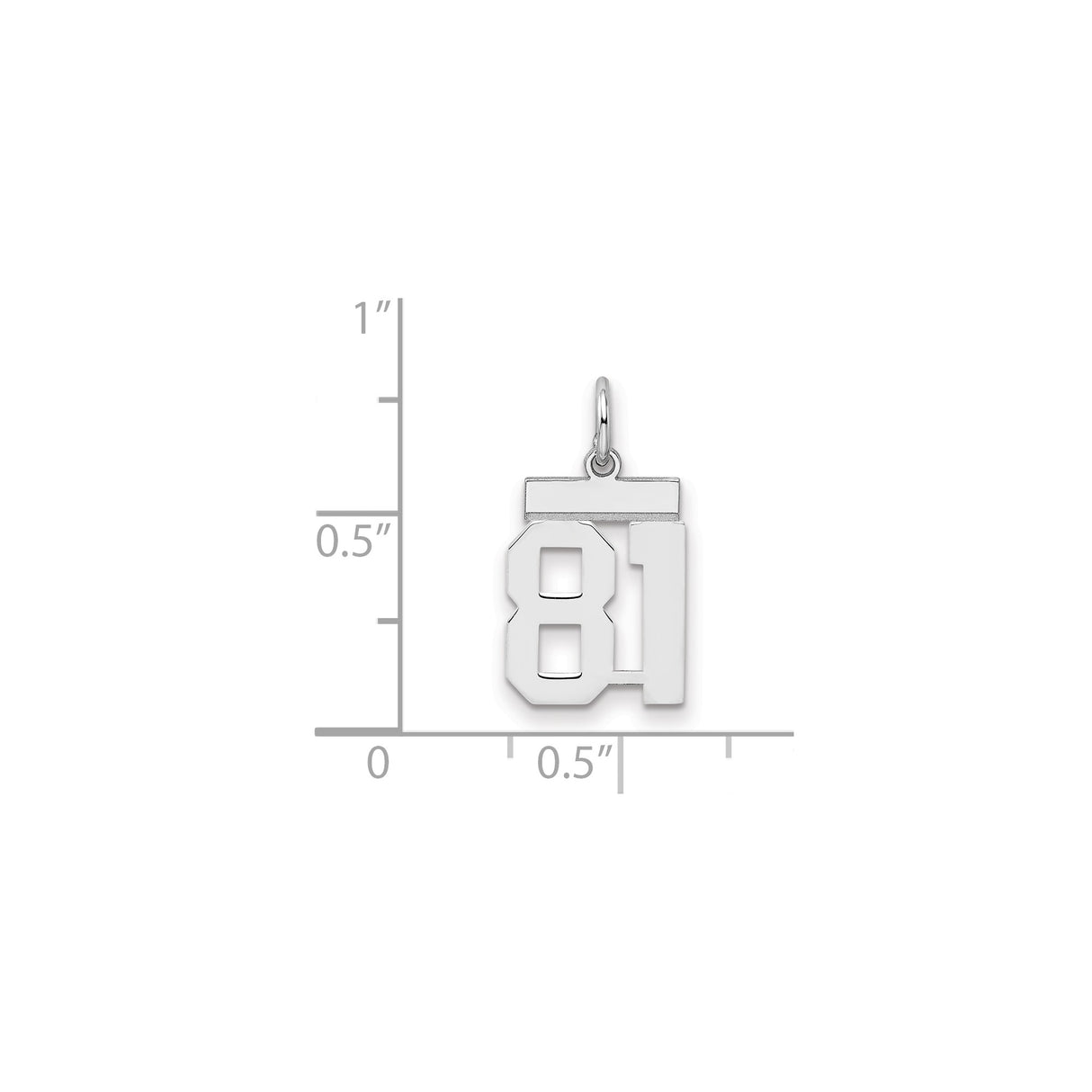 Small Polished Number 81 Charm Pendant in Real 925 Sterling Silver