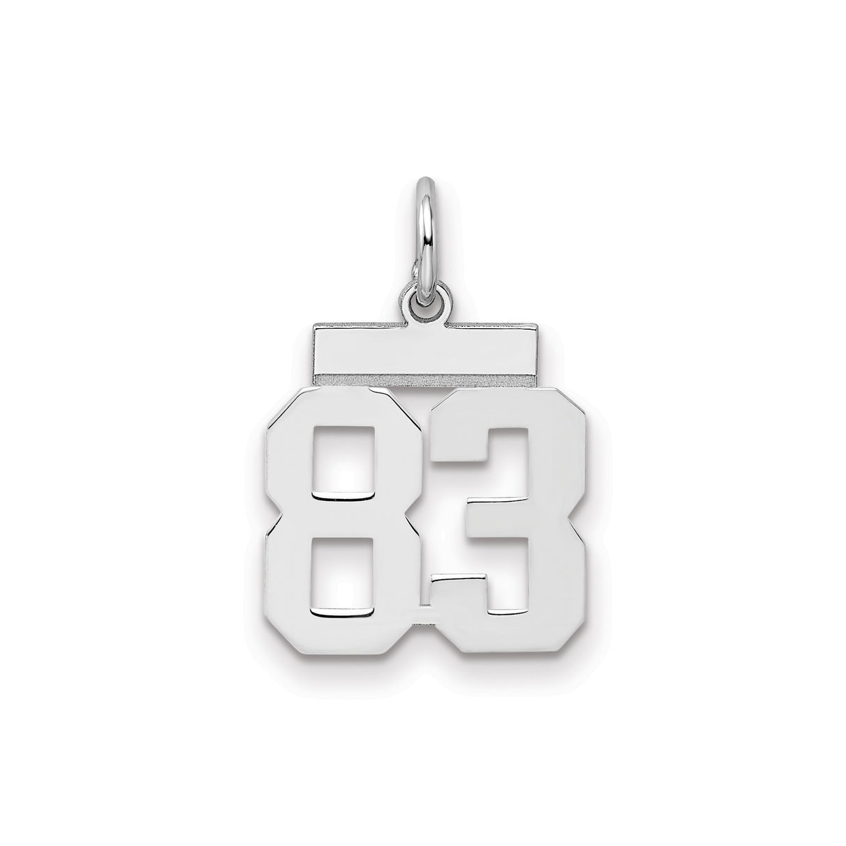 Small Polished Number 83 Charm Pendant in Real 925 Sterling Silver