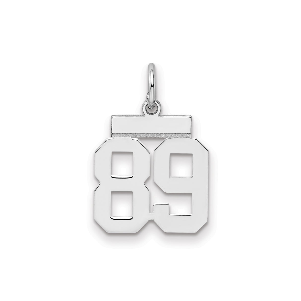 Small Polished Number 89 Charm Pendant in Real 925 Sterling Silver