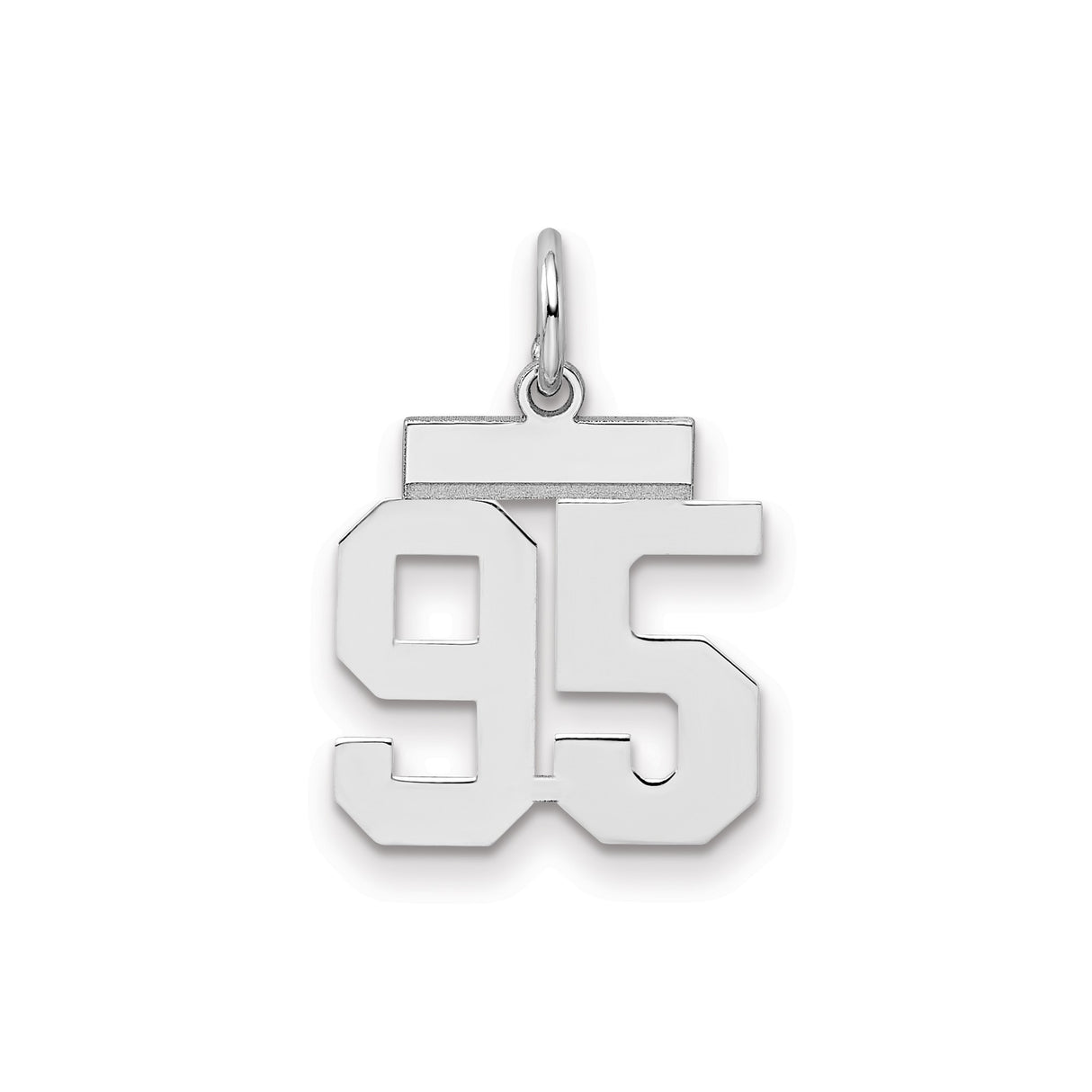Small Polished Number 95 Charm Pendant in Real 925 Sterling Silver