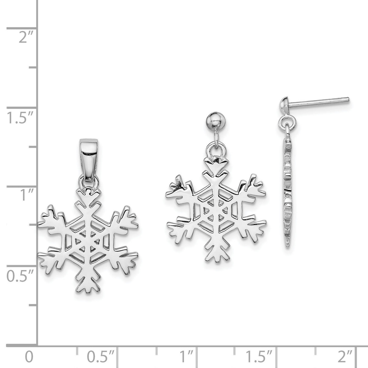 Sterling Silver Snowflake Ball Dangle Earrings Pendant Set