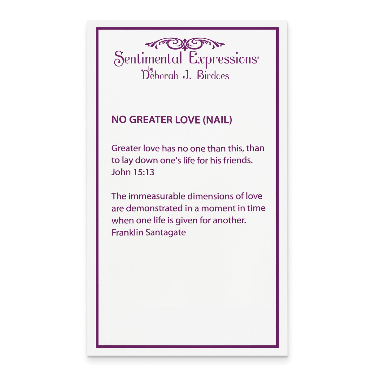 No Greater Love Nail 16 Inch Necklace Charm Pendant in Real 925 Sterling Silver