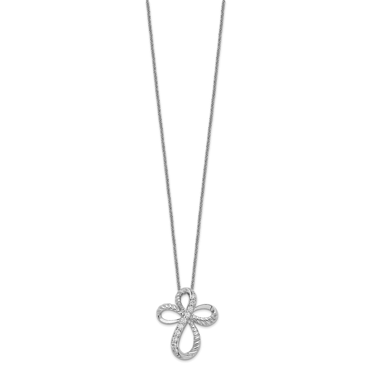 Sterling Silver Infinity Cross Pendant with Cubic Zirconia, Faith and Eternity Symbol