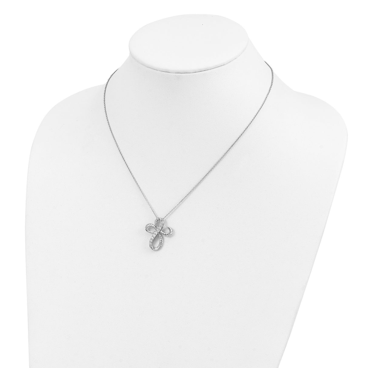 Sterling Silver Infinity Cross Pendant with Cubic Zirconia, Faith and Eternity Symbol