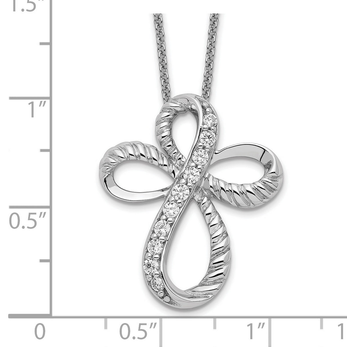 Sterling Silver Infinity Cross Pendant with Cubic Zirconia, Faith and Eternity Symbol