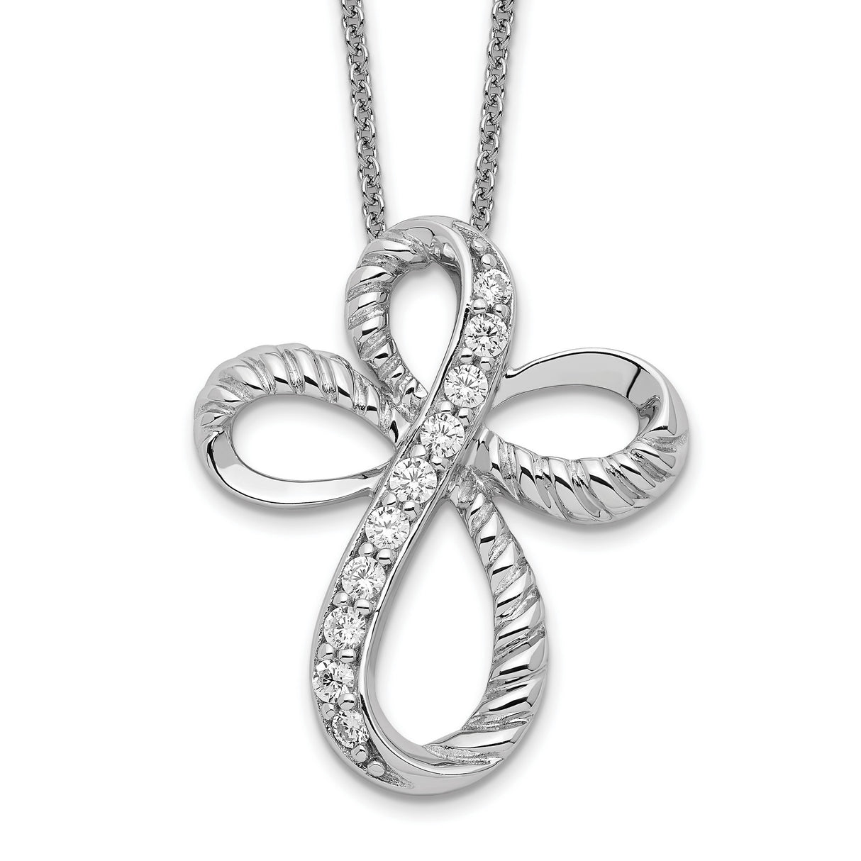 Sterling Silver Infinity Cross Pendant with Cubic Zirconia, Faith and Eternity Symbol