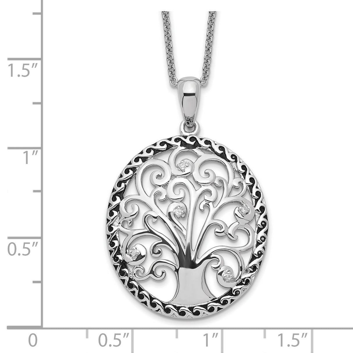 Antiqued Tree Of Life Symbol Necklace Charm Pendant in Real 925 Sterling Silver