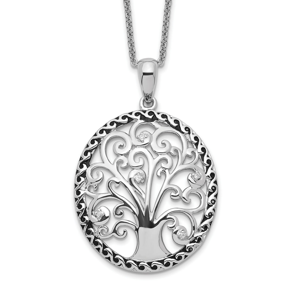 Antiqued Tree Of Life Symbol Necklace Charm Pendant in Real 925 Sterling Silver