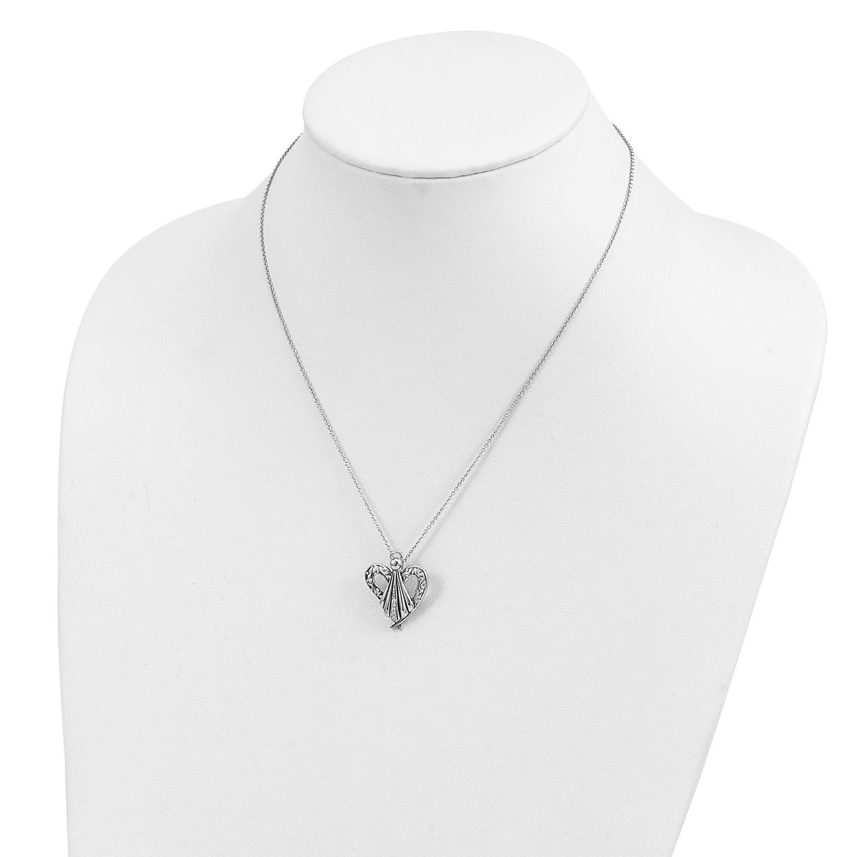 CZ Antiqued Angel of Friendship 18in Necklace Charm Pendant in Real 925 Sterling Silver