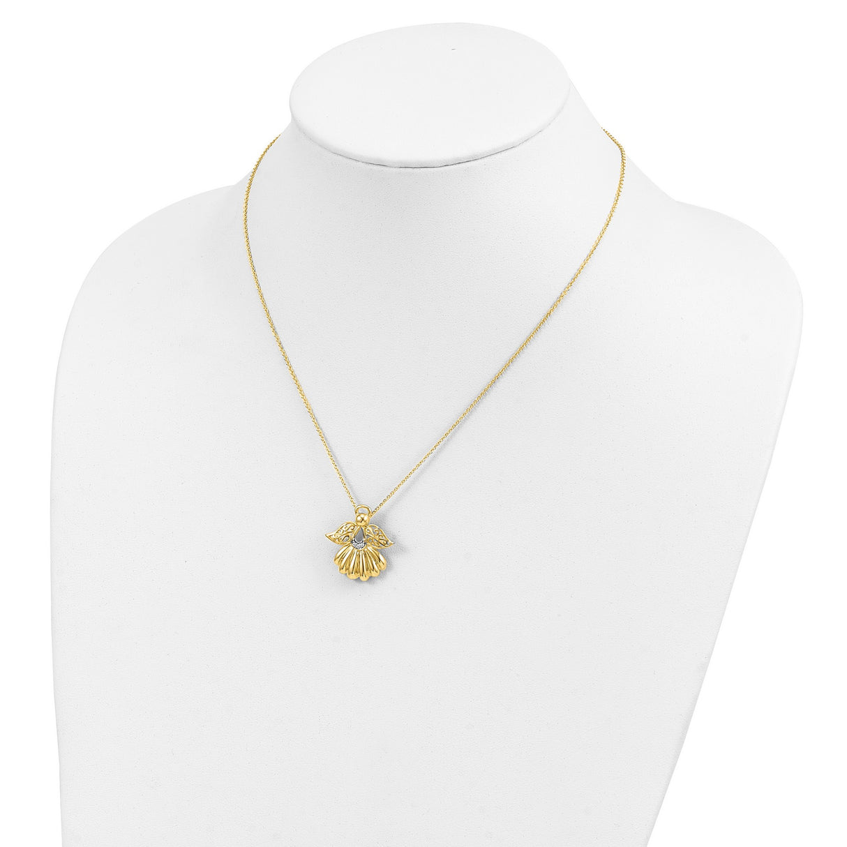 CZ Angel of Remembrance 18in Necklace Charm Pendant in Real 925 Sterling Silver