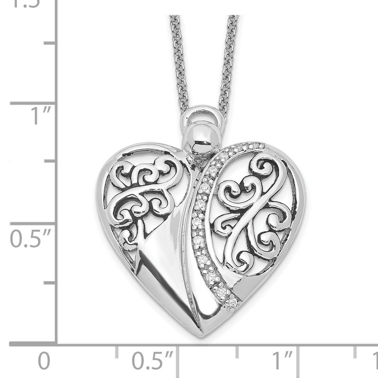 CZ Antiqued 18in Angel of Love Necklace Charm Pendant in Real 925 Sterling Silver