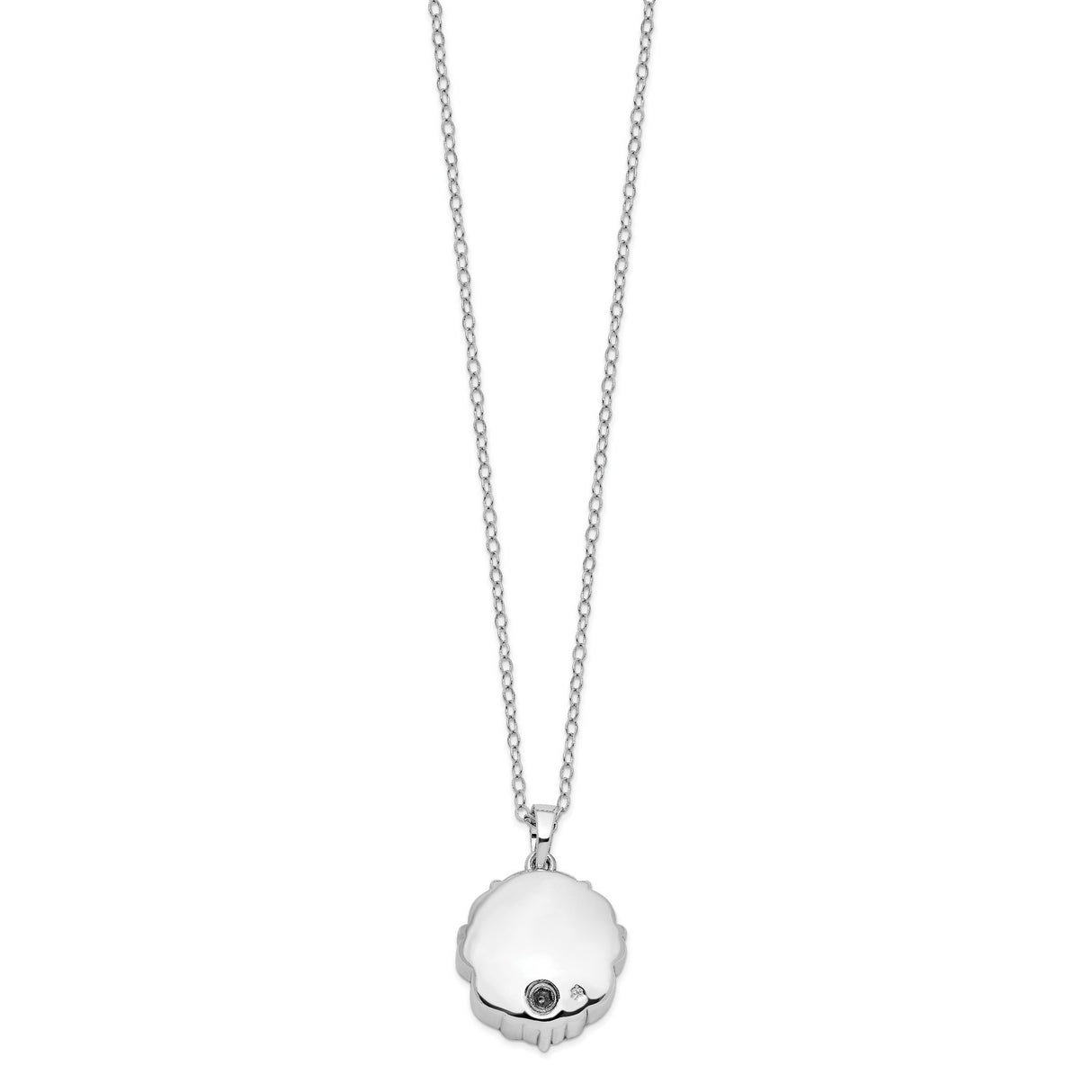 Antiqued Circle Remembrance Ash Holder 18 Inch Necklace Charm Pendant in Real 925 Sterling Silver