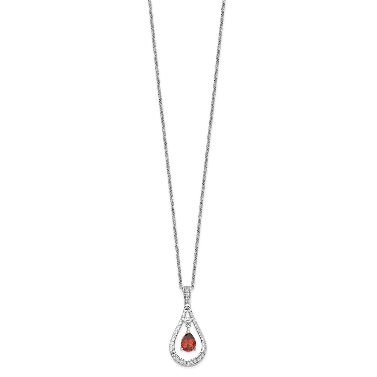 Jan. CZ Stone Never Forget Tear 18in Birthstone Necklace Charm Pendant in Real 925 Sterling Silver