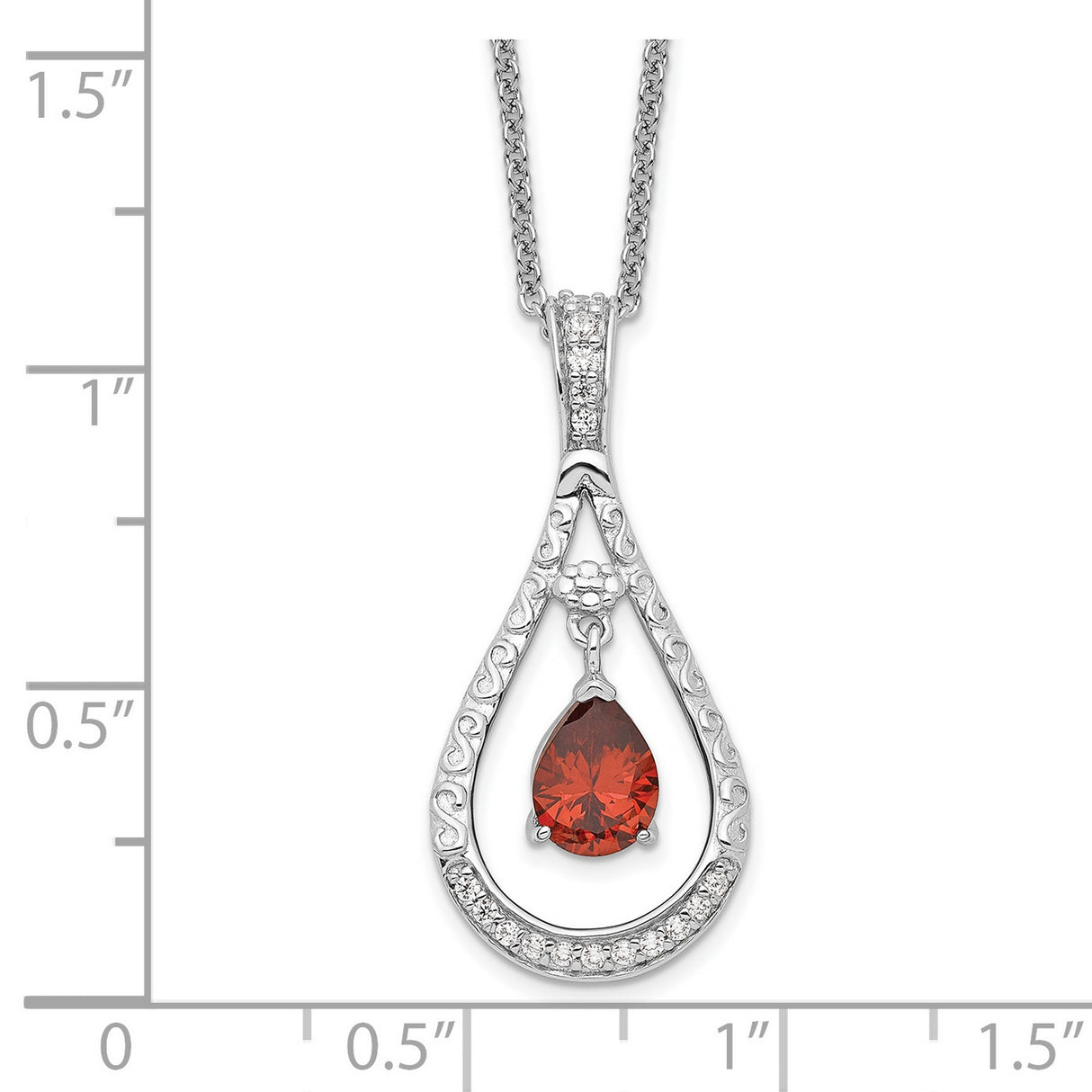 Jan. CZ Stone Never Forget Tear 18in Birthstone Necklace Charm Pendant in Real 925 Sterling Silver