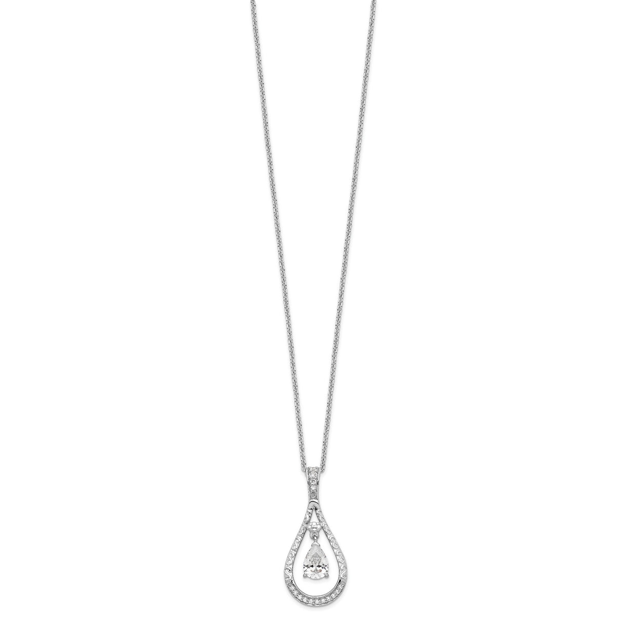 April CZ Stone Never Forget Tear 18in Birthstone Necklace Charm Pendant in Real 925 Sterling Silver