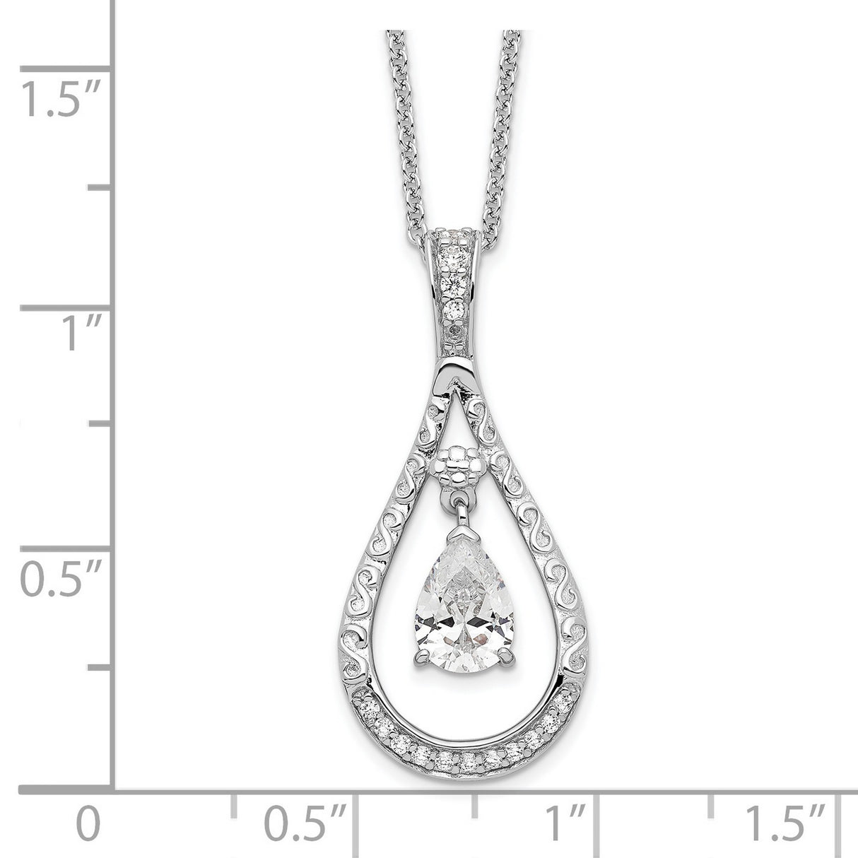 April CZ Stone Never Forget Tear 18in Birthstone Necklace Charm Pendant in Real 925 Sterling Silver