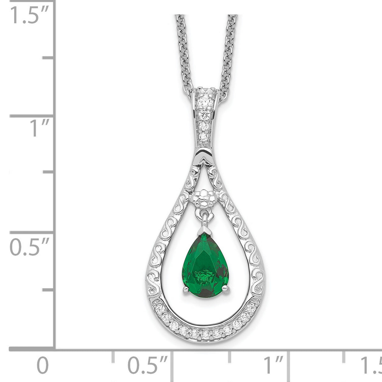 May CZ Stone Never Forget Tear 18in Birthstone Necklace Charm Pendant in Real 925 Sterling Silver