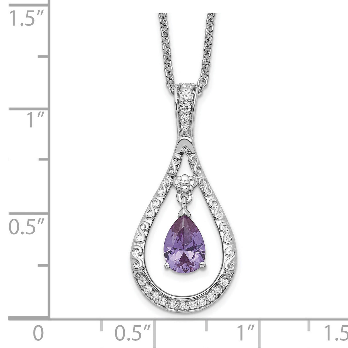 June CZ Stone Never Forget Tear 18in Birthstone Necklace Charm Pendant in Real 925 Sterling Silver