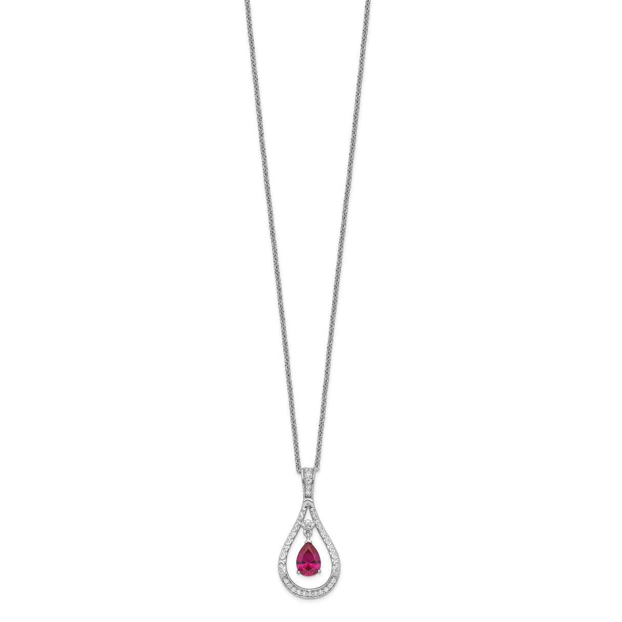 July CZ Stone Never Forget Tear 18in Birthstone Necklace Charm Pendant in Real 925 Sterling Silver