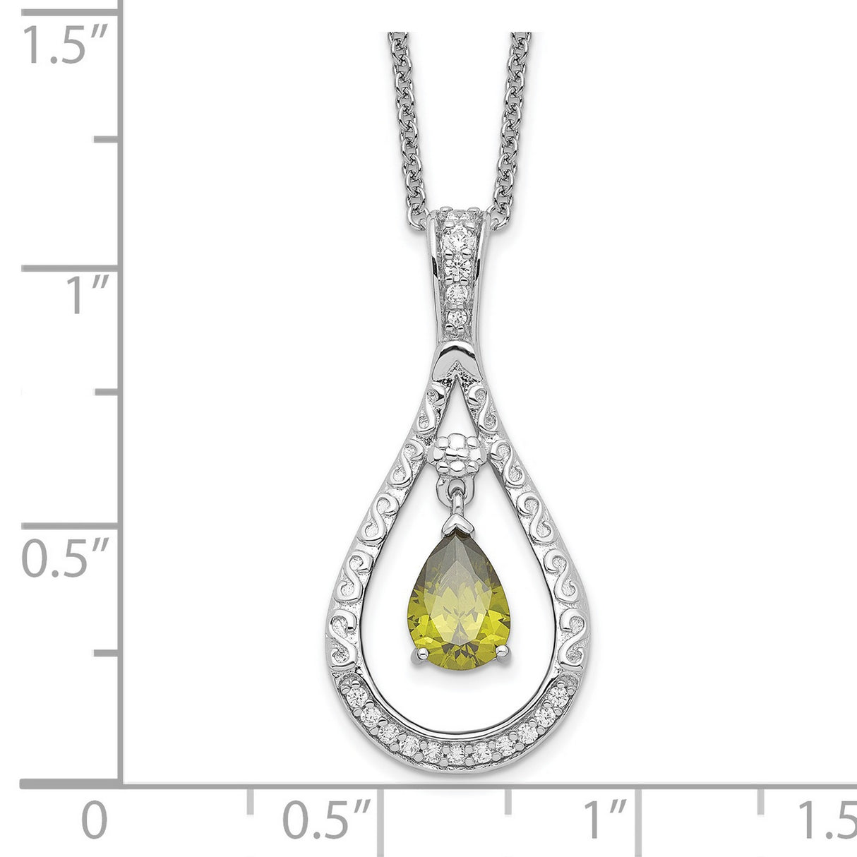 Aug. CZ Stone Never Forget Tear 18in Birthstone Necklace Charm Pendant in Real 925 Sterling Silver