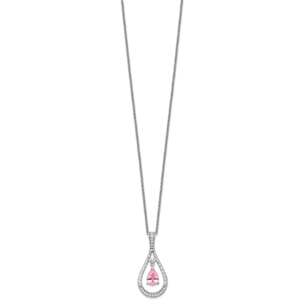 Oct. CZ Stone Never Forget Tear 18in Birthstone Necklace Charm Pendant in Real 925 Sterling Silver