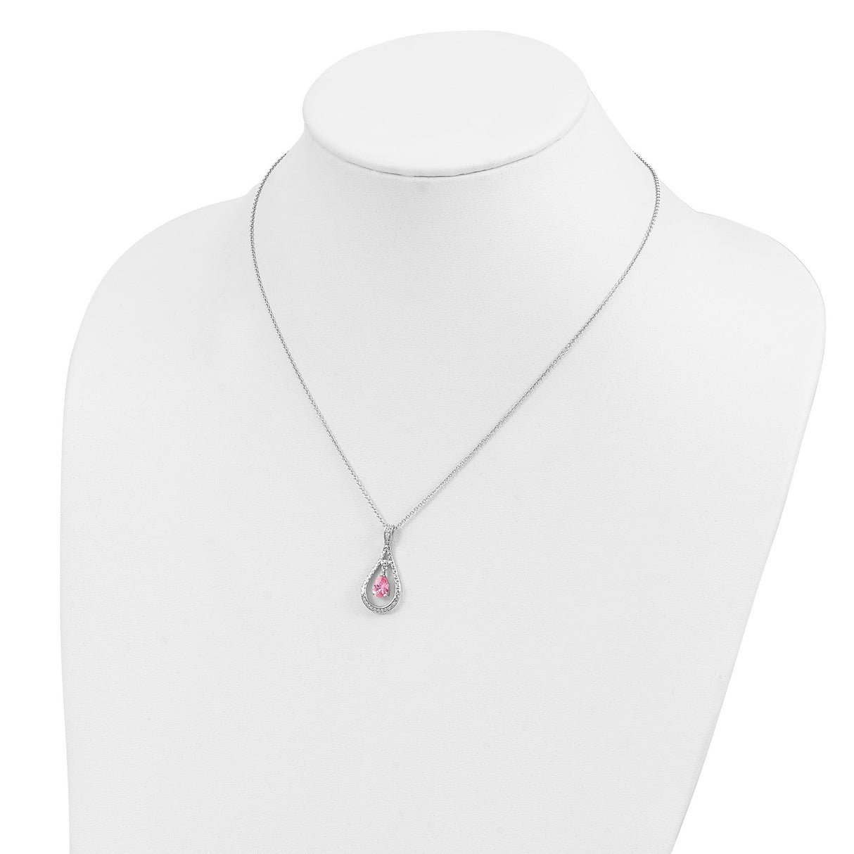 Oct. CZ Stone Never Forget Tear 18in Birthstone Necklace Charm Pendant in Real 925 Sterling Silver
