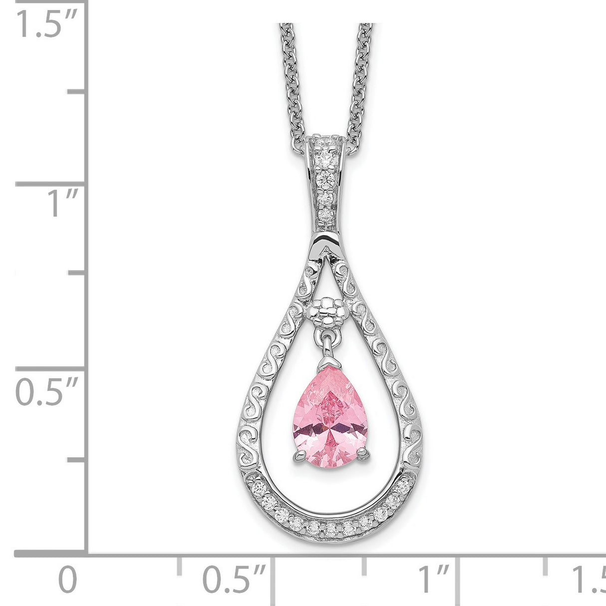Oct. CZ Stone Never Forget Tear 18in Birthstone Necklace Charm Pendant in Real 925 Sterling Silver