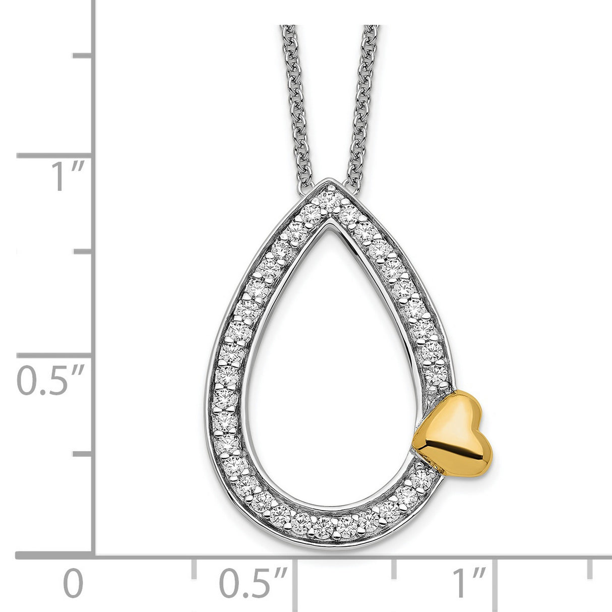 CZ A Tear of Love 18in Necklace Charm Pendant in Real 925 Sterling Silver