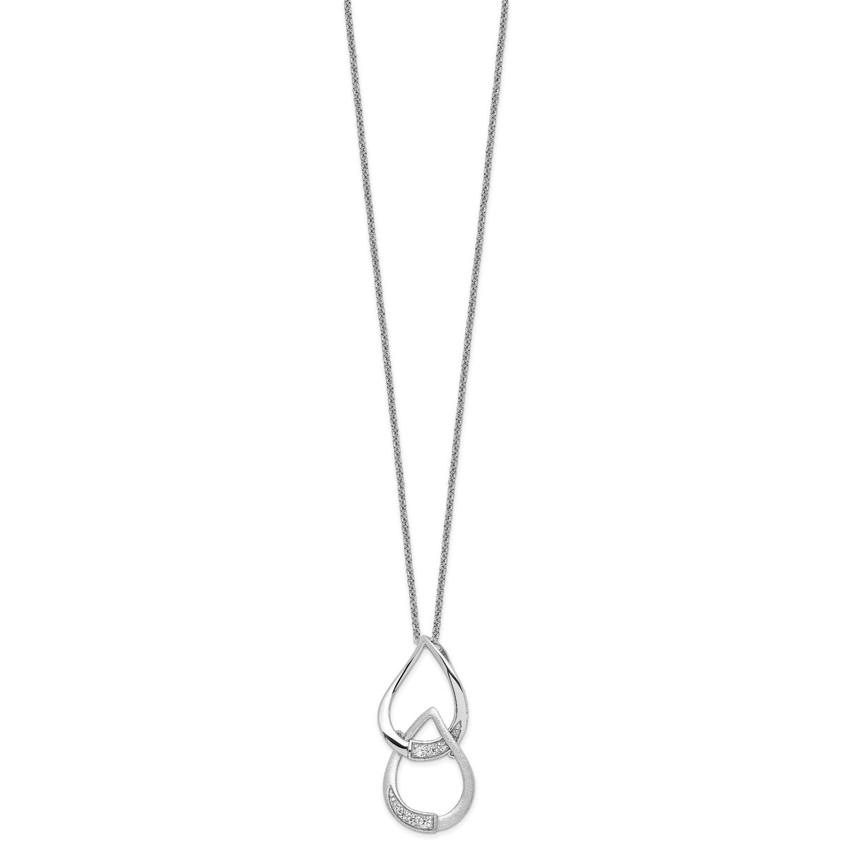 CZ Tears to Share 18in Necklace Charm Pendant in Real 925 Sterling Silver