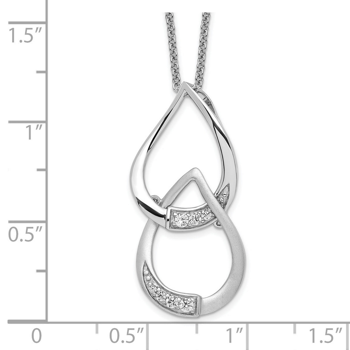 CZ Tears to Share 18in Necklace Charm Pendant in Real 925 Sterling Silver
