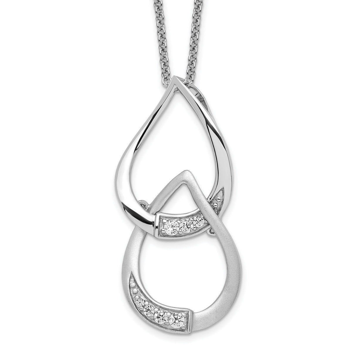 CZ Tears to Share 18in Necklace Charm Pendant in Real 925 Sterling Silver