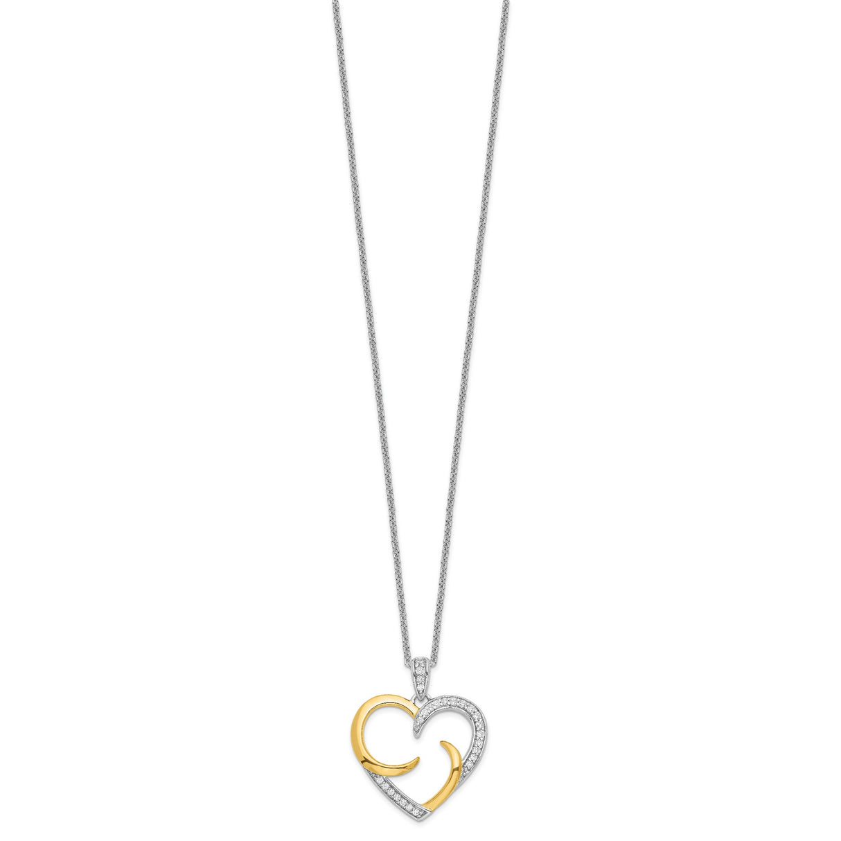 The Arms of Love 18in Heart Necklace Charm Pendant in Real 925 Sterling Silver