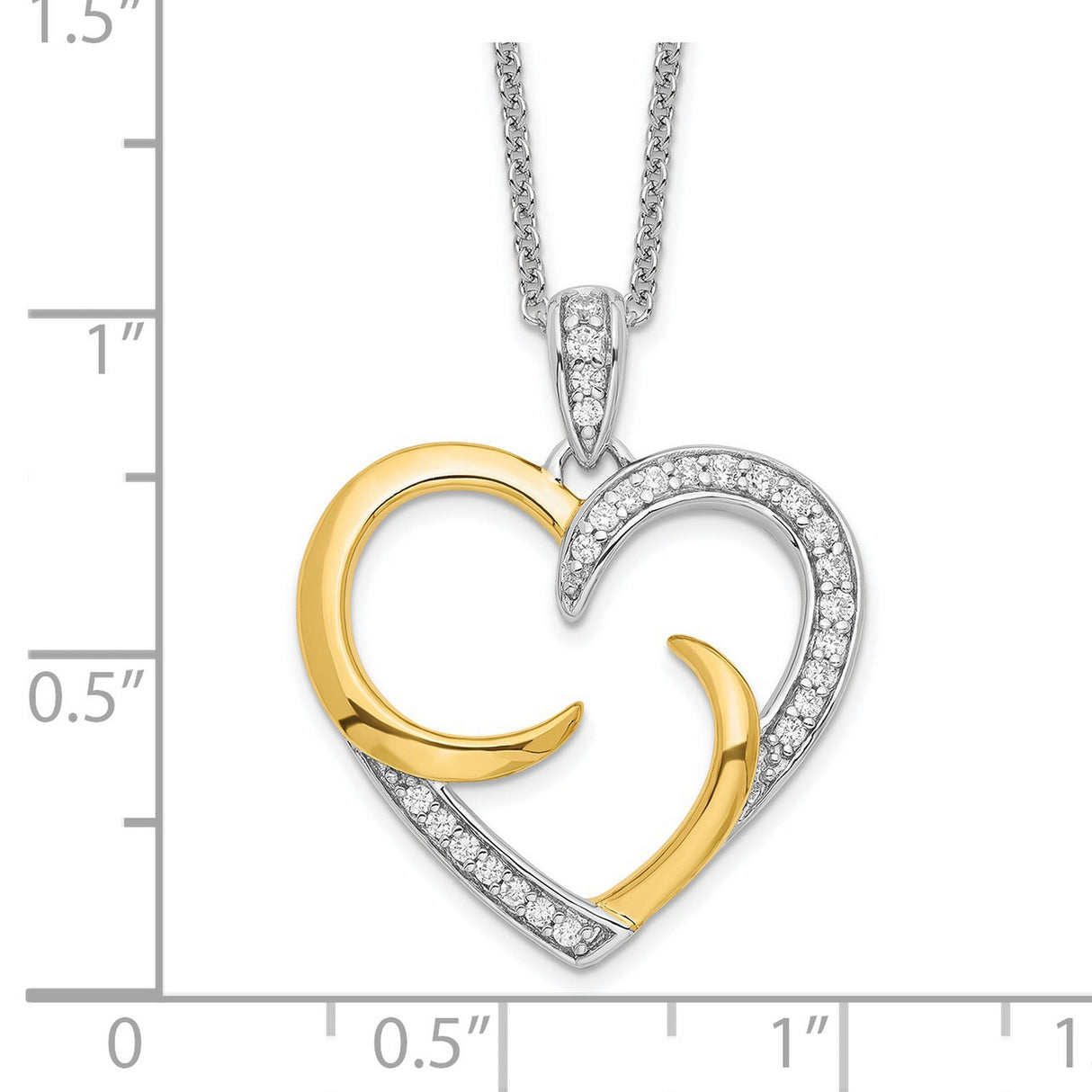 The Arms of Love 18in Heart Necklace Charm Pendant in Real 925 Sterling Silver
