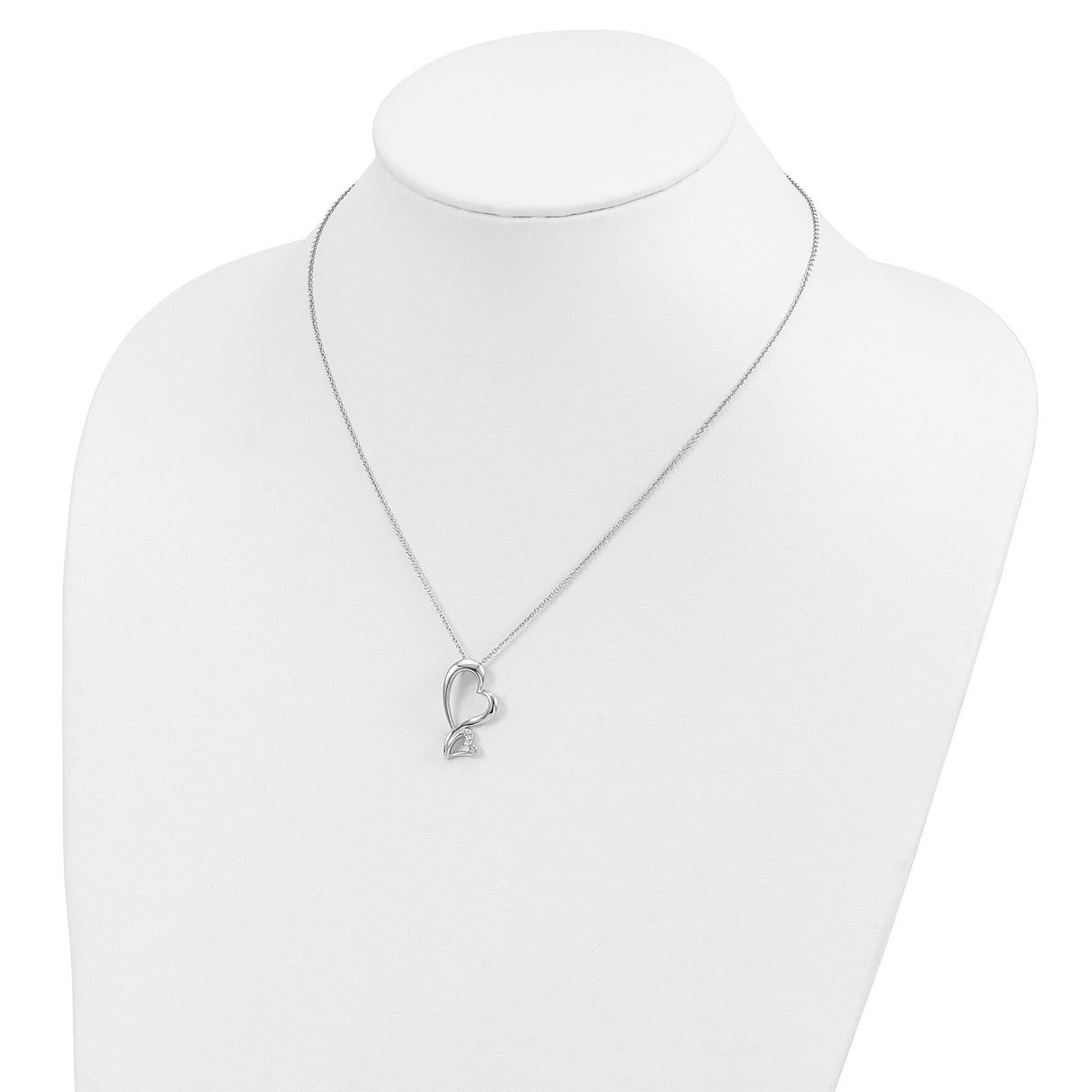 CZ Protected Heart 18in Necklace Charm Pendant in Real 925 Sterling Silver