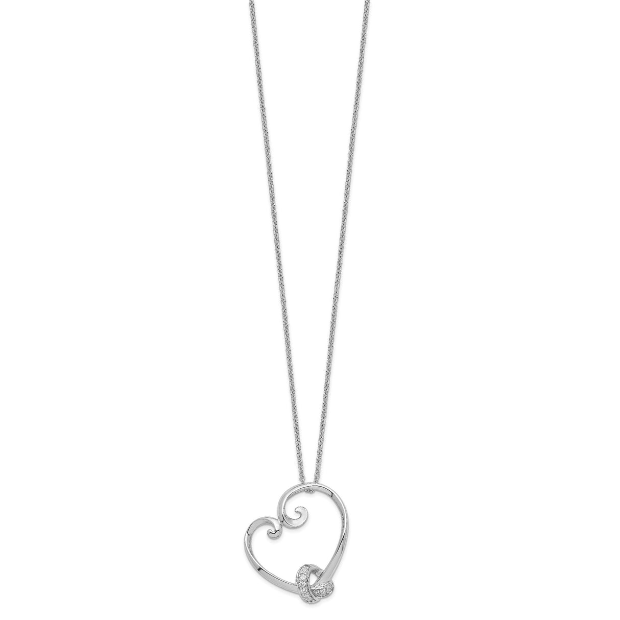 CZ Love knots 18in Heart Necklace Charm Pendant in Real 925 Sterling Silver