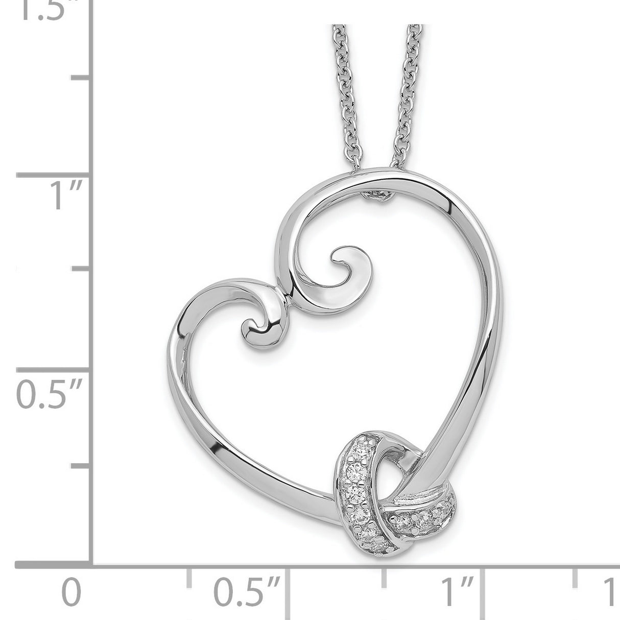 CZ Love knots 18in Heart Necklace Charm Pendant in Real 925 Sterling Silver